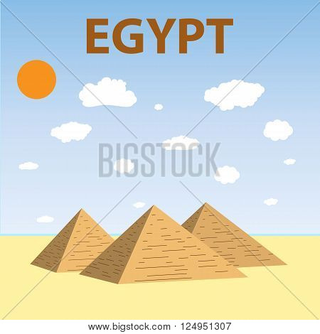 Flat design of Three Egypt pyramids vector. Pyramids Giza. Tourism. vector illustration