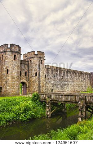 Entrance Gate Tower to Cardiff Castle in Cardiff in Wales of the United Kingdom. Cardiff is the capital of Wales.