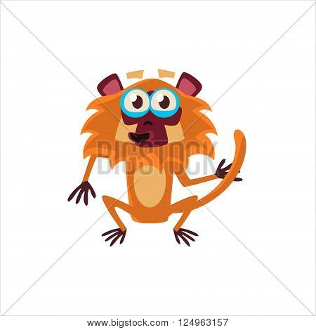 Big-eyed Monkey Flat Vector Illustration In Primitive Cartoon Style Isolated On White Background