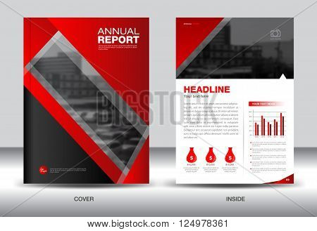 Red Annual report template vector illustration for business
