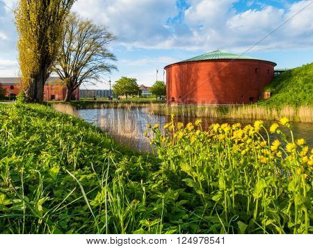 Malmohus Castle and the channel round fortress Malmo Sweden