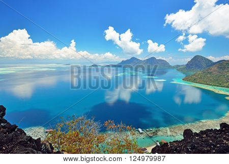 Scenic view from above taken from Bohey Dulang view point in Sabah Borneo Malaysia.