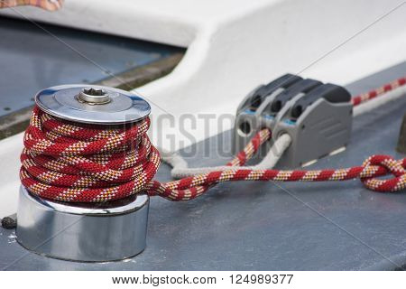 Sailing boat detail - from the capstan rope sailing closeup