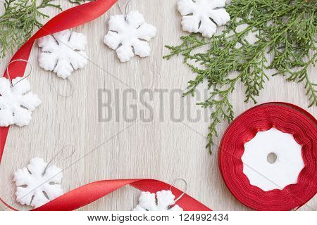 Christmas and New Yaer decoration on a wooden background