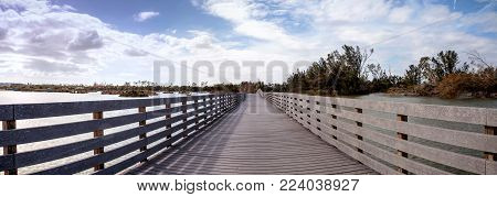 Boardwalk Goes Through The Swamp At Lakes Park And Shows Hurricane Irma Damage