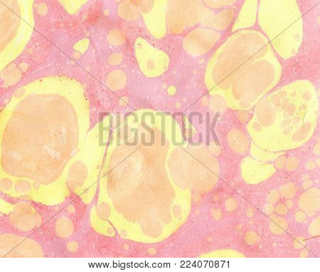 Ebru art. Traditional Turkish Ebru technique. Painting on water, followed by paper prints.