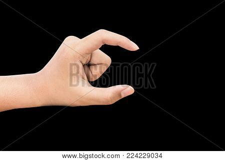 Man Hand Acting On A Black Background