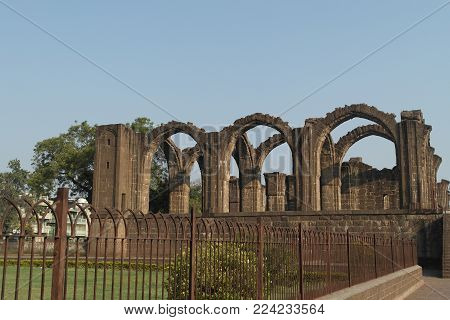 Majestic arches of a tomb Bars Kaman in the city of Bidzhapur of the State of Karnataka in India