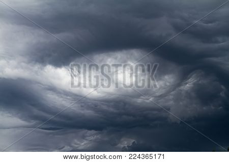 Beautiful rare clouds of dramatic appearance. Summer in the European part of Russia.