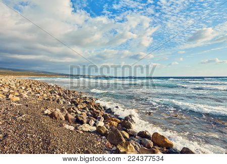 Cyprus - Mediterranean Sea coast. Lara Beach in Paphos district.