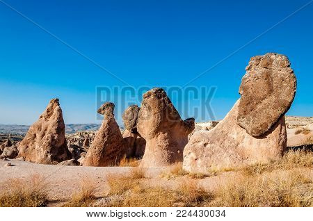 Landscape Of Natural Rock Formation Imagination Or Devrent Valley, Cappadocia, Goreme, Turkey.