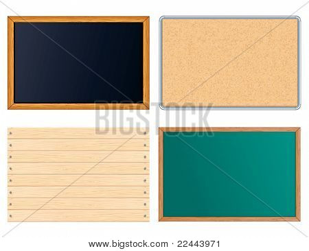 Panneaux de Message vide. Inclure Chalkboard, visages, tableau noir, panneau en bois. S illustrations vectorielles