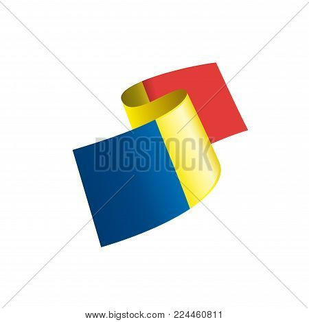Romania flag, vector illustration on a white background