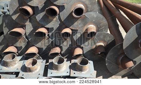 Metal Billet Pieces Of Pipes. Clip. Stainless Steel Buttweld Pipe Fittings Elbow In Stockroom.