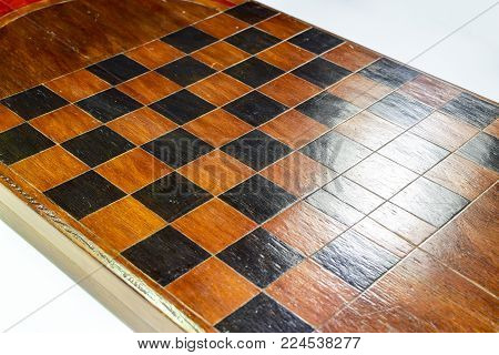 Backgammon. Board game with dice. Backgammon handmade