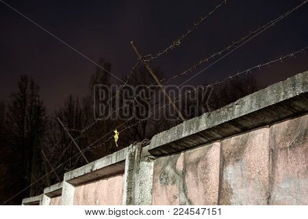 Prison fence with barbed wire in Russia