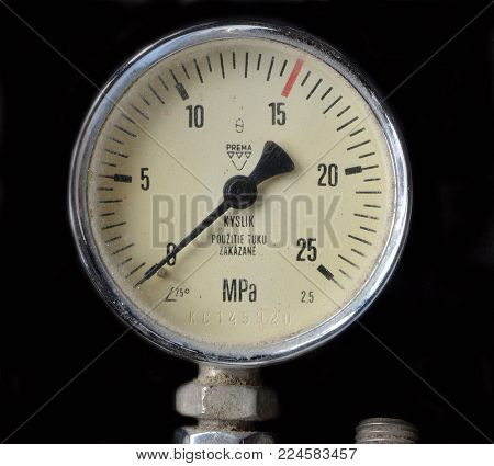ILLUSTRATIVE EDITORIAL.Vintage Soviet oxygen manometer. January 31, 2018,Kiev, Ukraine