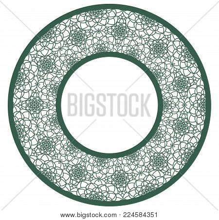 Vector Stencil lacy round frame with carved openwork pattern. Template for interior design, decorative art objects etc. Image suitable for laser cutting, plotter cutting or printing. Stock vector