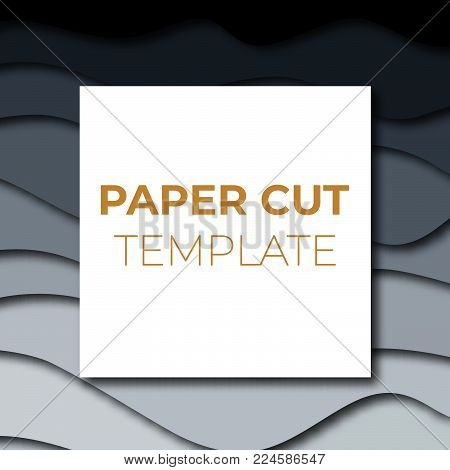 Paper cut banner design. Square template for social media posts, presentations, flyers, invitations. Vector illustration.