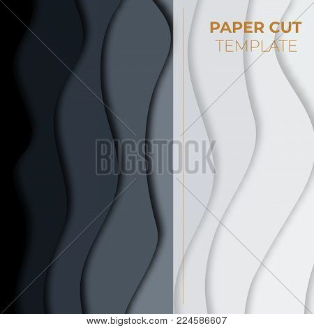 Paper cut banner design. Square template for social media posts, presentations, flyers, invitations. Vector illustration.