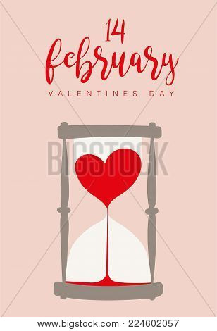Lovely hourglass. Romantic vector drawings for love time. Valentines days. Lovely cute designs for your card, poster and gift designs. Time for love.
