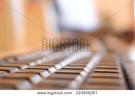 Office keyboard working business atmosphere on workstation