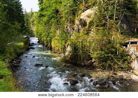 Waterfall On Talbach Creek Trail From Schladming To Untertal, Austria