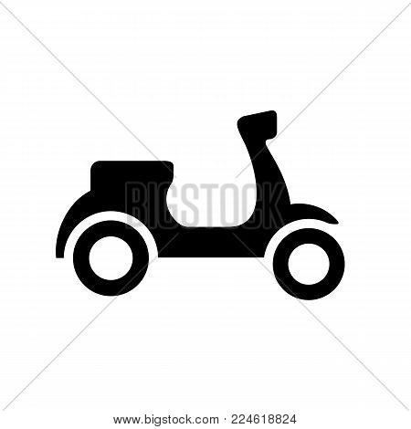 Black and White scooter silhouette, isolated on white background. Vector Illustration.