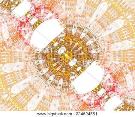 Glowing Stargate With Particles In Space. Abstract Fractal Background. A Large File Showing Many Det