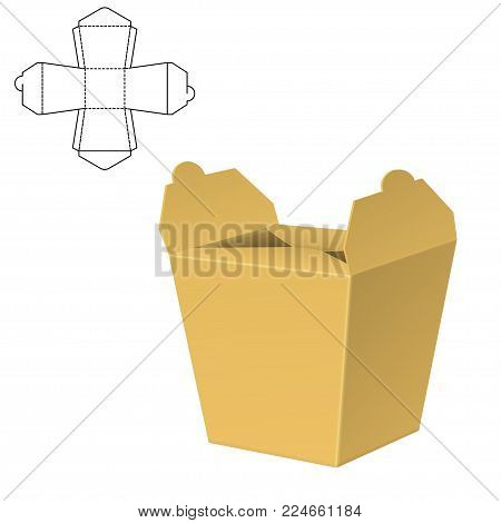 Vector Illustration of Diecut Craft Box for Design, Website, Background, Banner. Retail Folding package Template. Fold pack with dieline for your brand on it
