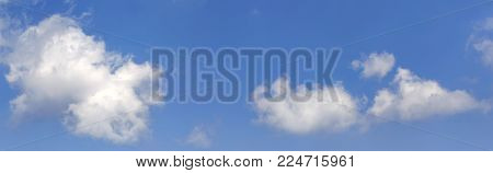 Panorama View Of White Clouds In Blue Sky For Background