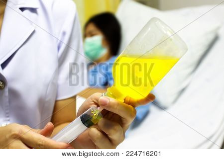 hypodermic syringe in hospital healthy improvement takecare