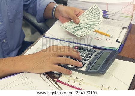 Business And Finance Concept Of Office Working, Businessman Discussing Sale Analysis Chart