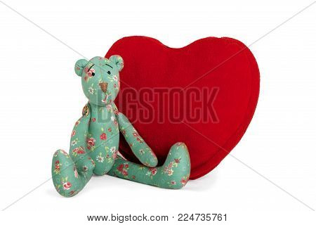 Teddy Bear Seating Near Red Heart