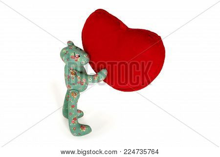Teddy Bear Seating Near Red Heart