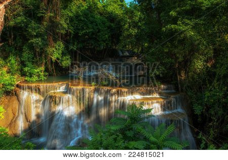landscape Waterfall and morning light nature  beautiful