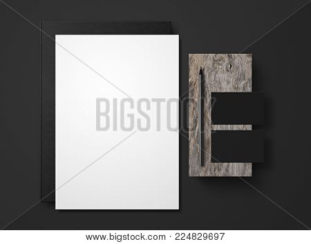 Corporate Identity. Branding Mock Up. Set of elements on a gray background. Blank objects for placing your design. 3d illustration.