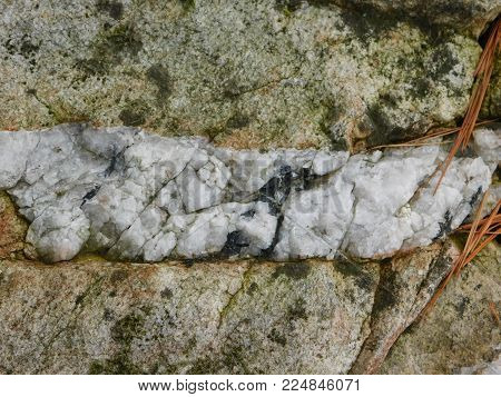 White Quartz Vein Through Granite In Wellesley Island State Park