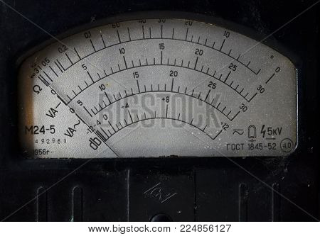 ILLUSTRATIVE EDITORIAL.Vintage Soviet industrial ohmmeter (1956).January 31,2018,Kiev, Ukraine