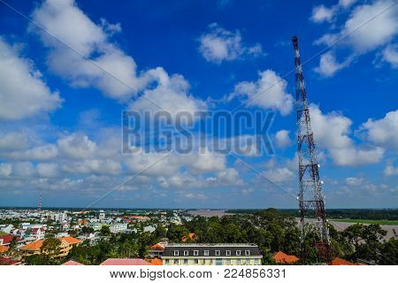 Long Xuyen, Vietnam - Sep 1, 2017. Aerial View Of Long Xuyen, Vietnam. Long Xuyen Is Capital City Of