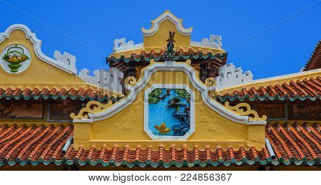 Details Of Chinese Temple In Long Xuyen, Vietnam.