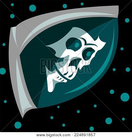 Logo of the turtle in space. Design skull illustration in a spacesuit flying in space amongst the stars