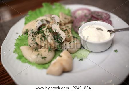 Ajarian Khachapuri With Mushrooms And Sauce