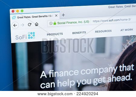 London, Uk - January 15th 2018: The Homepage Of The Official Website For Social Finance Inc, Commmon
