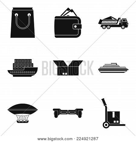 Export item icons set. Simple set of 9 export item vector icons for web isolated on white background