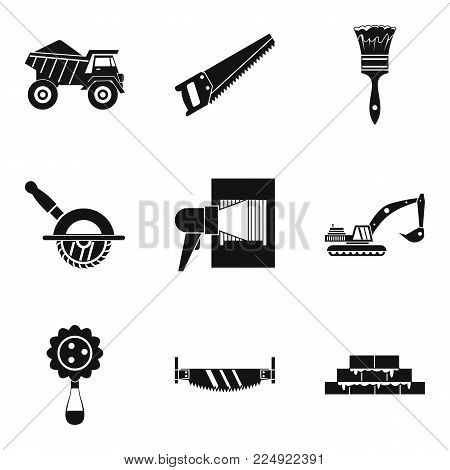 Dump truck icons set. Simple set of 9 dump truck vector icons for web isolated on white background