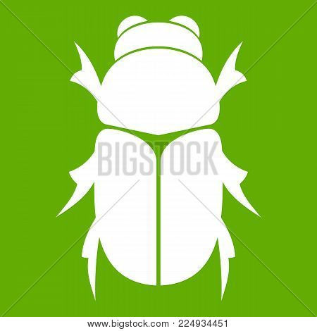 Chafer beetle icon white isolated on green background. Vector illustration
