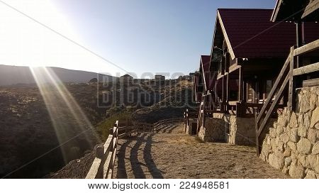 Montain of Star in Portugal, its some wood bangalows