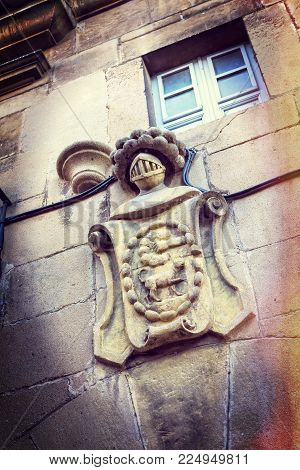 BARCELONA, SPAIN - 13 JANUARY 2018: The architectural complex Poble Espanyol of the traditional architecture of the country. Created in 1929 for an international exhibition held in Barcelona.