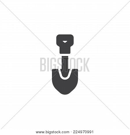 Short shovel icon vector, filled flat sign, solid pictogram isolated on white. Spade symbol, logo illustration.